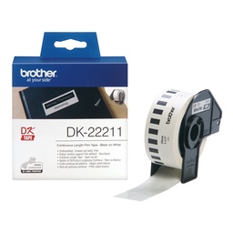 [DK22211] Brother DK22211 - Etiquetas Originales de Tamaño personalizado - Ancho 29mm x 15,24 metros - Texto negro sobre fondo blanco