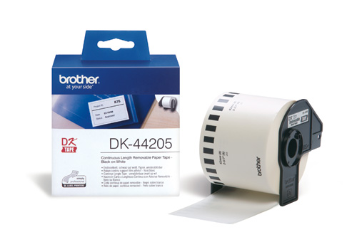 Brother DK44205 - Etiquetas Removibles Originales de Tamaño personalizado - Ancho 62mm x 15,24 metros - Texto negro sobre fondo blanco