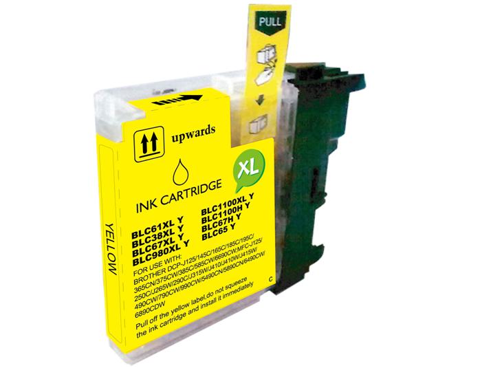 Brother LC980XL/LC1100XL/LC985XL Amarillo Cartucho de Tinta Generico - Reemplaza LC980Y/LC1100Y/LC985Y