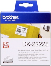 [DK22225] Brother DK22225 - Etiquetas Originales de Tamaño personalizado - Ancho 38mm x 30,48 metros - Texto negro sobre fondo blanco