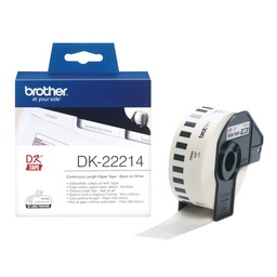 [DK22214] Brother DK22214 - Etiquetas Originales de Tamaño personalizado - Ancho 12mm x 30,48 metros - Texto negro sobre fondo blanco