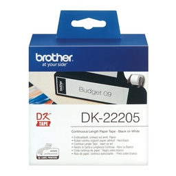 [DK22205] Brother DK22205 - Etiquetas Originales de Tamaño personalizado - Ancho 62mm x 30,48 metros - Texto negro sobre fondo blanco