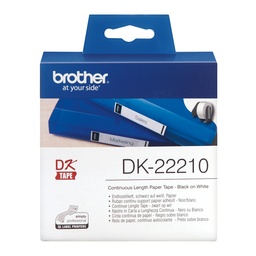[DK22210] Brother DK22210 - Etiquetas Originales de Tamaño personalizado - Ancho 29mm x 30,48 metros - Texto negro sobre fondo blanco