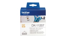 [DK11207] Brother DK11207 - Etiquetas Originales Precortadas Circulares para CD/DVD - 58 mm de Diametro - 100 Unidades - Texto negro sobre fondo blanco
