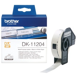 [DK11204] Brother DK11204 - Etiquetas Originales Precortadas Multiproposito - 17x54 mm - 400 Unidades - Texto negro sobre fondo blanco