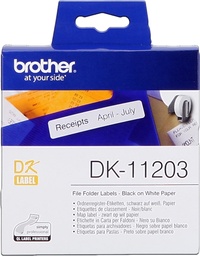 [DK11203] Brother DK11203 - Etiquetas Originales Precortadas para Carpetas - 17x87 mm - 300 Unidades - Texto negro sobre fondo blanco