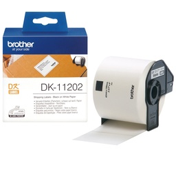 [DK11202] Brother DK11202 - Etiquetas Originales Precortadas para Envios - 62x100 mm - 300 Unidades - Texto negro sobre fondo blanco