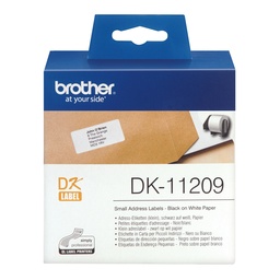 [DK11209] Brother DK11209 - Etiquetas Originales Precortadas de Direccion Pequeñas - 29x62 mm - 800 Unidades - Texto negro sobre fondo blanco