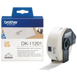 [DK11201] Brother DK11201 - Etiquetas Originales Precortadas de Direccion - 29x90 mm - 400 Unidades - Texto negro sobre fondo blanco