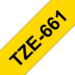[BR-TZE661] Brother TZe661 Cinta Laminada Generica de Etiquetas - Texto negro sobre fondo amarillo - Ancho 36mm x 8 metros