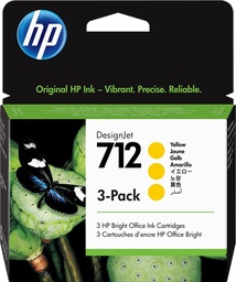 [3ED79A] HP 712 Amarillo Pack de 3 Cartuchos de Tinta Originales - 3ED79A